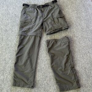 Royal Robbins Pant Men Large Grey Convertible Short Nylon Belted Hiking 36x31 P2